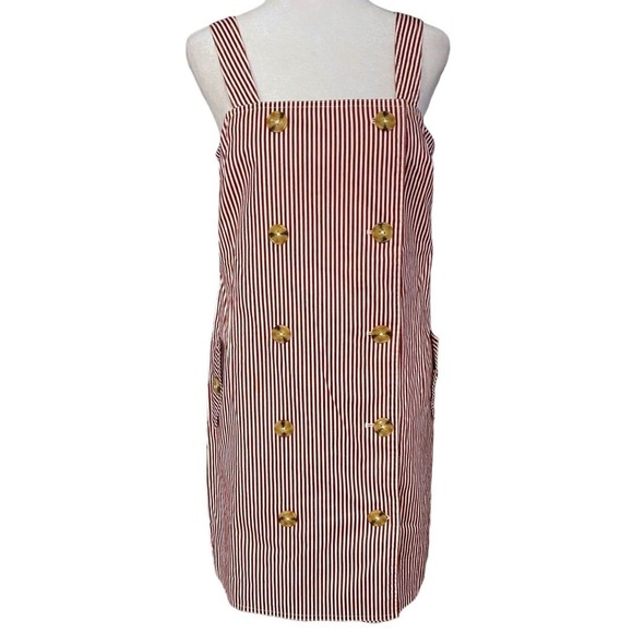 C/MEO Collective Revolve Follow Me Overall Dress Red PinStriped Cotton Size M - Picture 1 of 12